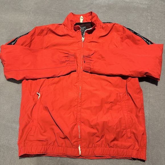 Abercrombie and‎ Fitch Windbreaker Mens XL Hood Lightweight Full Zip Athletic - Picture 1 of 7